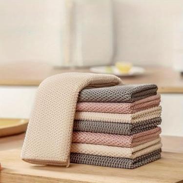 Imagem de Toalha de cozinha com tema espacial, pano de prato de microfibra ultra macio com alta absorção para bancadas e pratos, texturizado de dupla face para facilitar a limpeza (branco, cinza, bege