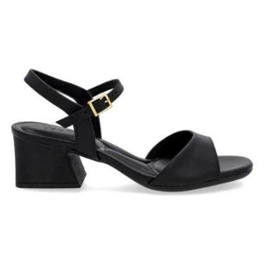 Imagem de Sandália Usaflex Feminina Salto Geométrico Couro Casual AM22004-Feminino