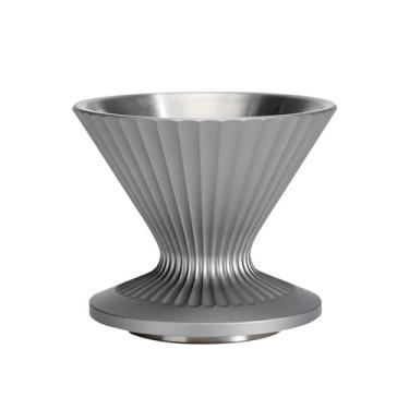 Imagem de Coador de café com gotejamento para derramar sobre cafeteira, funil de cone de flor reutilizável, filtro de café de metal de aço inoxidável para viagens, acampamento, escritório, casa, cafeteira