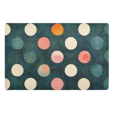 Imagem de GAIGEO Tapete interno retrô de bolinhas absorvente de água, tapetes antiderrapantes para chão, capacho de entrada, tapetes de porta frontal de 81 x 50 cm