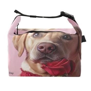 Imagem de TSENQUE Adorável lancheira feminina com estampa de rosa labrador, lancheira reutilizável, lancheira para trabalho, linda bolsa térmica para o trabalho
