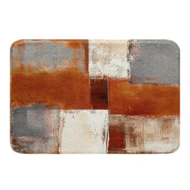 Imagem de Erosebridal Ombre Tapete de banheiro gradiente laranja tapete de banheiro, tapete antiderrapante aquarela grunge 50 x 81 cm tapete de banho abstrato tie dye, tapete geométrico moderno patchwork decoração de casa moderna