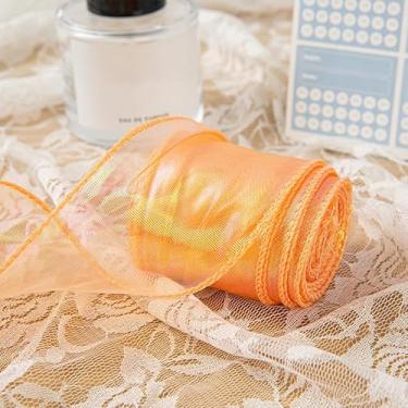 Imagem de Fita de organza com cauda de peixe iridescente de 6 cm de largura para embrulho de presente de casamento, buquê floral, faça você mesmo, laços de cabelo decorativos