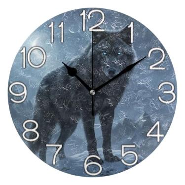 Imagem de GAIGEO Relógio de parede decorativo analógico operado por bateria relógio de cozinha rústico, decoração de parede de sala de estar moderna, número de relógio branco com Kedu, 25 cm, ponteiros pretos