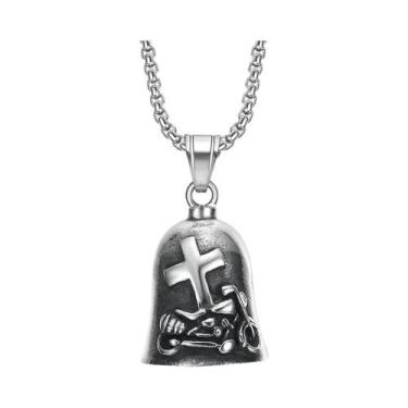 Imagem de Colar Masculino Vintage Com Pingente De Sino De Cruz Cristã De Jesus, 
