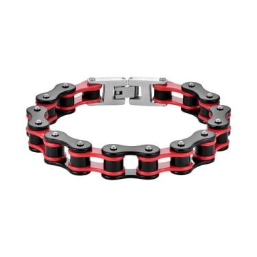 Imagem de Pulseira Masculina Punk Rock De Aço Inoxidável 316L Com Corrente De Mo