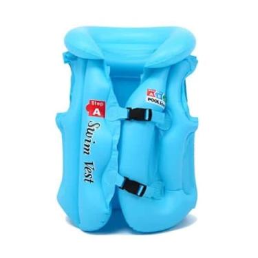 Imagem de Colete Boia Salva Vidas Infantil Inflável, Laranja Amarelo Azul, Tamanhos P M G, 1 a 7 Anos, 10 a 50 kg (AMARELO, M)