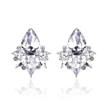 Imagem de MALOYANVE Brincos vintage de strass, cintilante, extravagante, várias lágrimas, colorido, aglomerado de cristal, zircônia cúbica, brincos pendurados, joias artísticas, decoração de casamento,