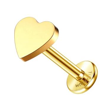 Imagem de ZELORES Brincos de cartilagem de titânio G23 com costas planas de 16 G para mulheres, piercing de tragus, roscado internamente, com costas planas, labret helix, concha, piercing, Titânio, Zircônia