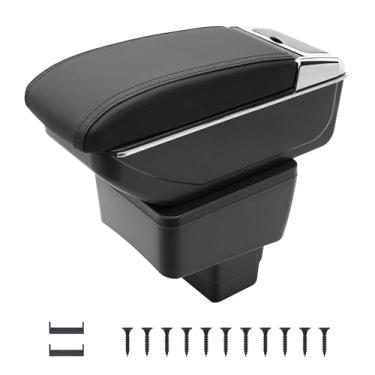 Imagem de YJYWZH Caixa de apoio de braço de carro para Toyota Yaris 2019-2020 caixa de armazenamento central central de camada dupla consoles (para Yaris 2019-2020, preto com rosca preta)