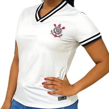 Imagem de Camiseta Corinthians Feminina Estilo Retrô Licienciado, Branco, GG