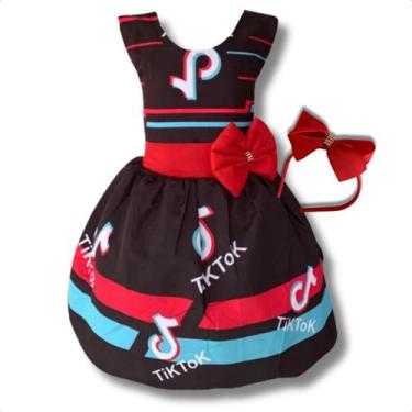 Imagem de Vestido Temático nfantil Tik Blogueira Social Festa - Bento E Maria Mo