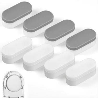 Imagem de Grevosea 8 peças de amortecedores universais de assento de vaso sanitário para bidê, amortecedores de vaso sanitário com almofadas de borracha adesiva forte substituição para famílias, hotéis