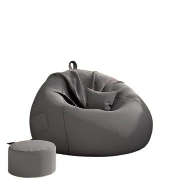 Imagem de Travesseiro Sofá preguiçoso de saco de feijão estilo creme, cadeira de leitura de tecido para tatami de espaço pequeno(Deep Grey,Extra large)