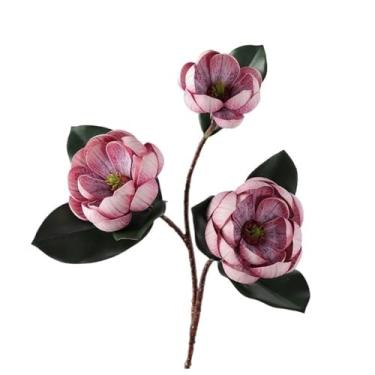 Imagem de Flores artificiais para decoração nórdica moderna flores artificiais perfume magnólia casa sala de estar mesa de jantar exibição de casamento bonsai flores artificiais plantas e flores artificiais (C)
