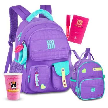 Imagem de Kit Mochila Lancheira Rebecca Bonbon Pelúcia RB Metalizado, RB26239 Ro