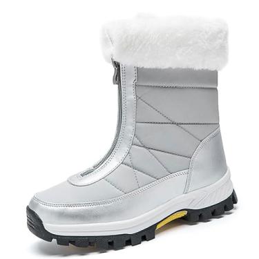 Imagem de Bota de Neve Feminina Térmica Forrada com Lã Impermeável – Bota de Inverno Cano Médio Antiderrapante com Zíper Frontal para Frio Intenso e Viagens/38