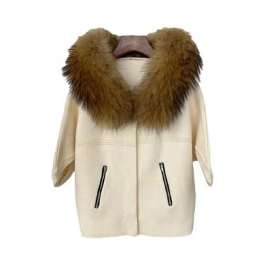 Imagem de Jaqueta De Pele De Raposa Natural Para Mulheres, Suéter Tricotado, Cas