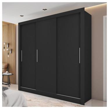 Imagem de Guarda Roupa 3 Portas Preto New Glass Caemmun