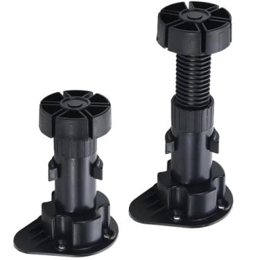 Imagem de LC LICTOP Niveladores de armário ajustáveis, faixa de altura de 12 a 14 cm, pernas niveladoras de móveis, pés de nivelamento de plástico preto para prateleiras de mesa de armário de cozinha