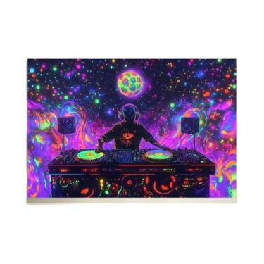 Imagem de Tapeçaria Neon Blacklight Reativa a UV Que Brilha No Escuro, Decoração