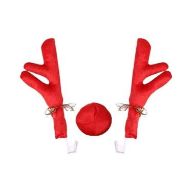 Imagem de Kit De Fantasia De Rena Para Carro: Decoração De Natal Com Chifres E N