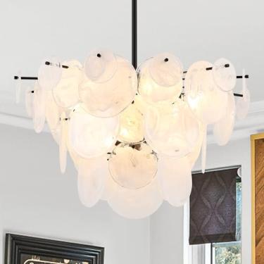 Imagem de VANZARLA Dia 71 cm, lustres de vidro modernos para quarto, luminária preta para sala de jantar, lustre pendente grande vintage para sala de estar hall de entrada