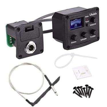 Imagem de TUOREN Captador piezo Ukulele com pré-amplificador equalizador de 3 bandas Equalizador Ukulele Pickup Sistema de sintonizador pré-amplificador com visor LCD e controle de volume Captador de guitarra 1