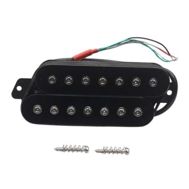 Imagem de KiBcsLic Captador Humbucker de 7 cordas pré-cabeado com saída de 4 fios, parafusos e mola, baixo ruído, profissional, com trastes em leque, Preto E Prata 52mm