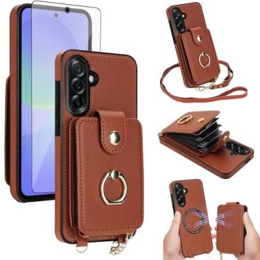 Imagem de Asuwish Capa de telefone para Samsung Galaxy A56 5G capa carteira magnética destacável e protetor de tela anel suporte alça transversal cordão compatível com bloqueio MagSafe RFID A 56 56A LTE para