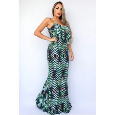 Imagem de Vestido Longo Sereia Estampado De Alça