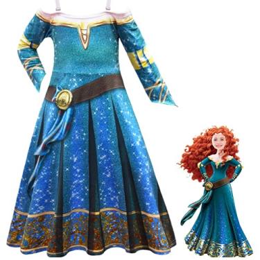 Imagem de Vestido de princesa Merida para meninas, vestido de festa, carnaval, fantasia, cosplay 4T