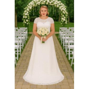 Imagem de Vestido Casamento 83 Renda Civil Plus Size Noiva Festa Longo - Bella F