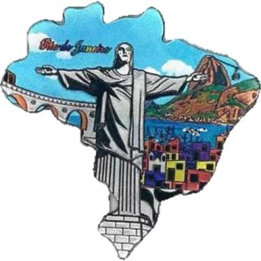 Imagem de Imã De Geladeira Mapa Do Brasil I Love Rio Rio De Janeiro - Corban, Cr