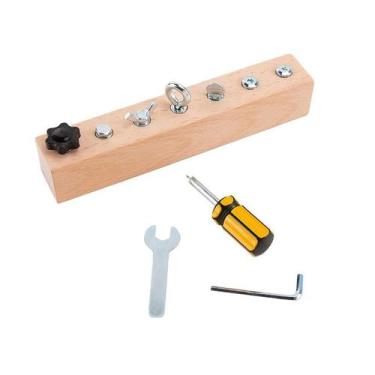 Imagem de Toy Busy Board de montagem de parafusos de madeira para crianças Fine 