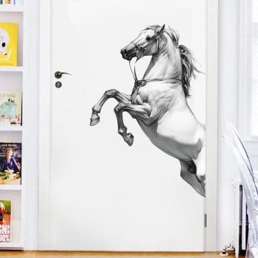 Imagem de Adesivos de parede Horse Jumping Elegant PVC 38x90cm Preto Branco - yi
