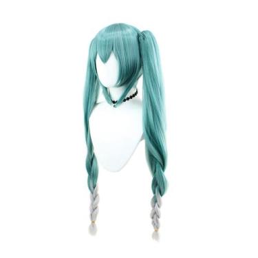Imagem de Peruca de cosplay Hatsune Miku Anime Cosplay 90 cm de altura. Fibra - 