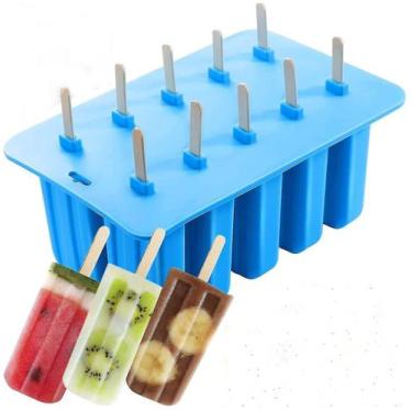 Imagem de Conjunto de moldes de sorvete: 10 picolés reutilizáveis de silicone DI
