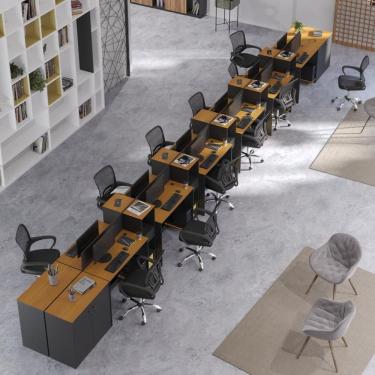 Imagem de Estação de Trabalho 12 Lugares Office Moscou 12 Mesas 10 Armários 4 Aparador  - Vianossa