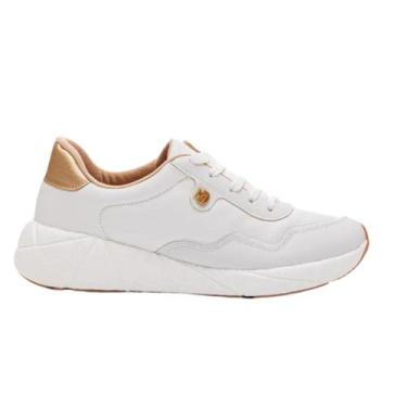 Imagem de Tênis Modare Ultraconforto Sola Pulse Casual Feminino Branco Dourado, 
