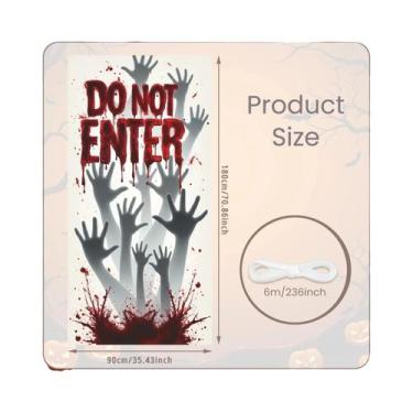 Imagem de Banner De Porta De Halloween 72x35 Polegadas Poliéster Fantasma Hospit