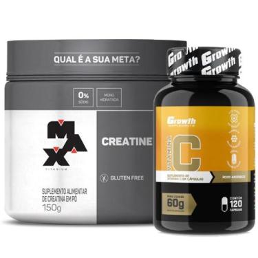 Imagem de Creatina 150g Max Titanium + Vitamina C 120 Caps Growth