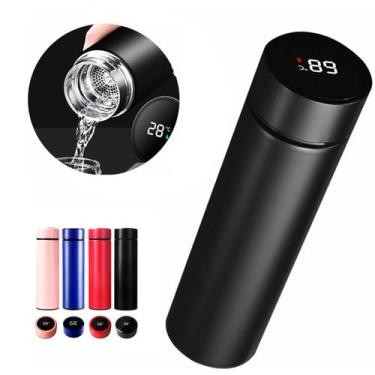 Imagem de Garrafa Térmica 500ml Com Sensor LED Termômetro Temperatura Tampa Digi