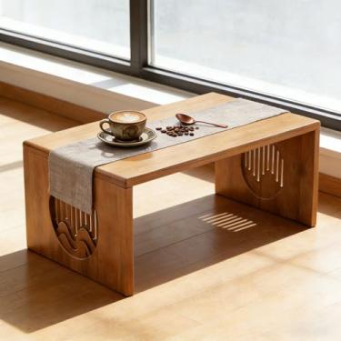 Imagem de YHGSYXL Mesa de centro japonesa dobrável de madeira maciça, mesa de centro pequena sem montagem, mesa de meditação para sentar no chão, sala de chá, sala de chá, sala de jantar, portátil e fácil de