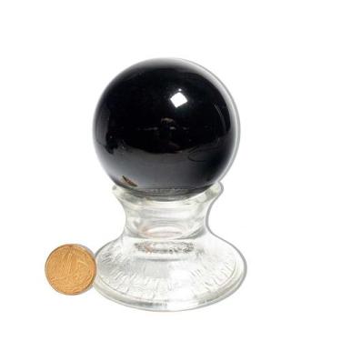 Imagem de 01 Esfera Obsidiana Negra Natural 5 a 6 cm 150 a 250g Tipo A - Varejo