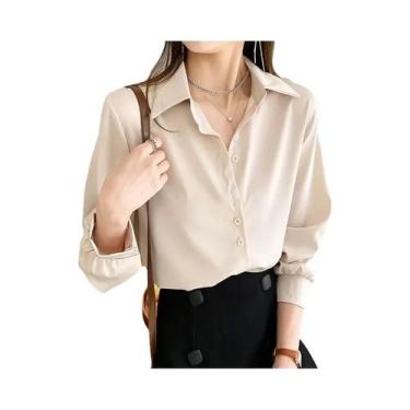 Imagem de Camisa De Chiffon Preta De Manga Longa Para Mulheres, Moda Coreana De 