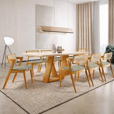 Imagem de Sala de Jantar maciça 8 cadeiras 2,20m  linho-Oslo -Imperial