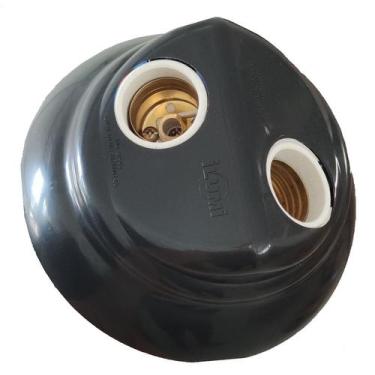 Imagem de Kit 6 suporte para lampada plafon plafonier duplo e27 100w 250v preto 