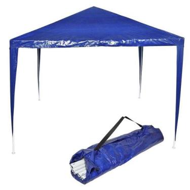 Imagem de Tenda Gazebo Desmontável 3x3 m Barraca Praia Camping Azul com Bolsa Im