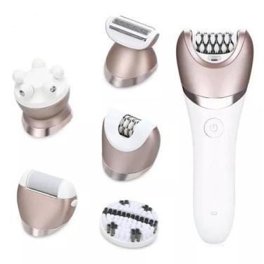 Imagem de Depilador Elétrico Com Limpeza Facial Kit 5 in 1 Uso Seco e Molhado Co
